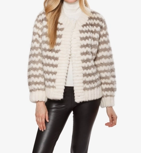 Stylish Everyday Wear Flexible Waistband Mink Sweater In White