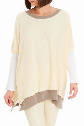 Comfy Appeal Color Block Crewneck Sweater In Butter/fawn