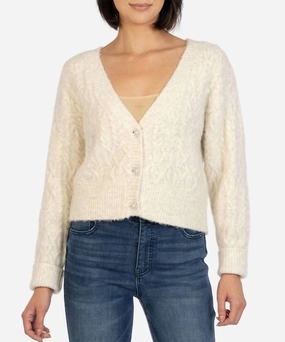 Petra Button Down Crop Cardigan In Ivory Cozy Vibes Cozy Basics
