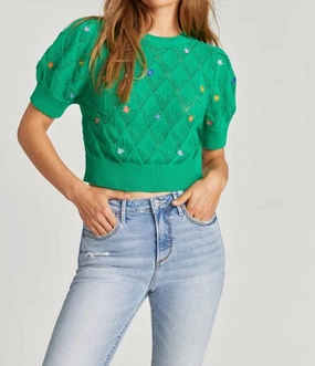 Essential Fashion All Over Ditsy Knit Sweater In Green