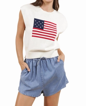 American Dream Flag Sweater In Ivory Versatile Comfort All-day Comfort