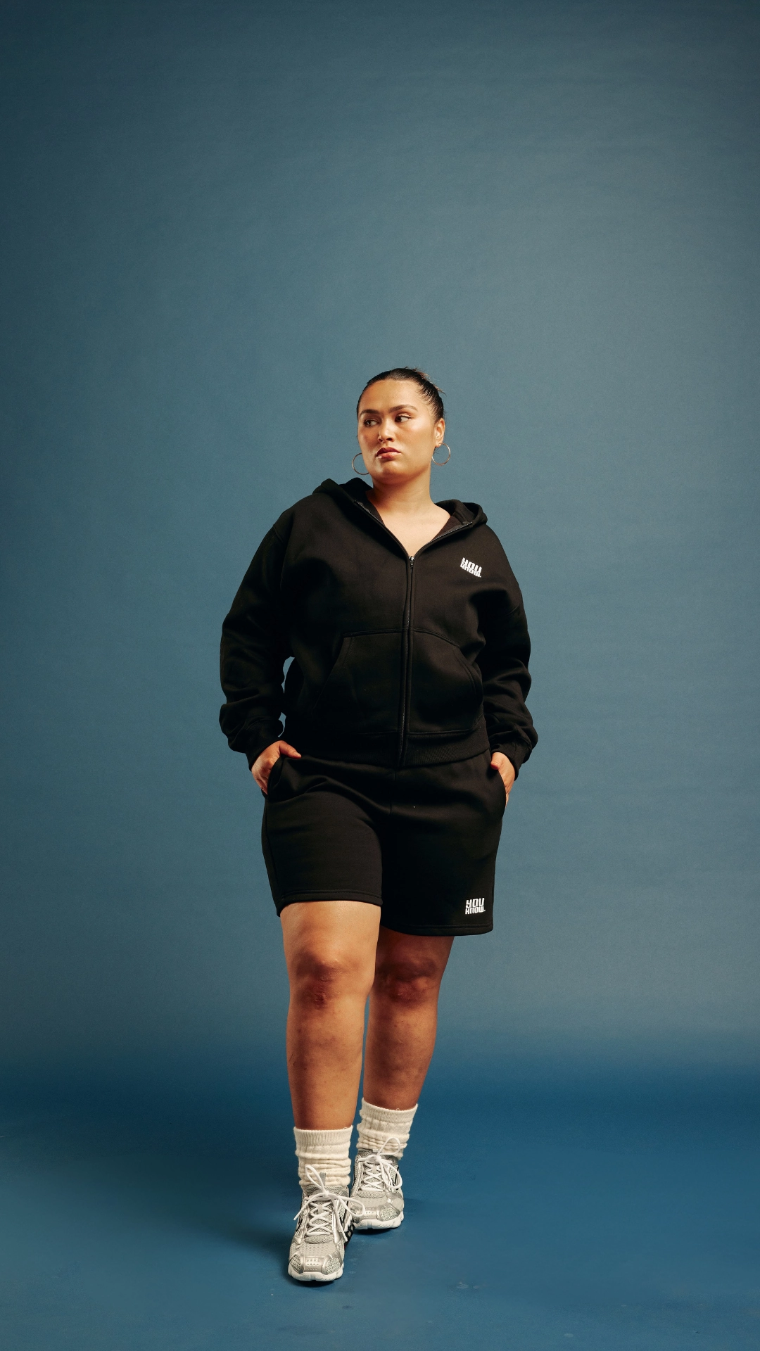 Soft Streetwear Oversized Fit WARM UP ZIP UP HOODIE | Black