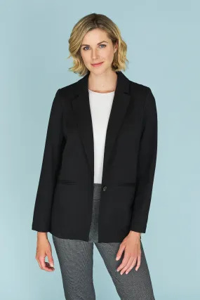 Glow In Dark Accents Seam Detail Ponte Blazer - Black