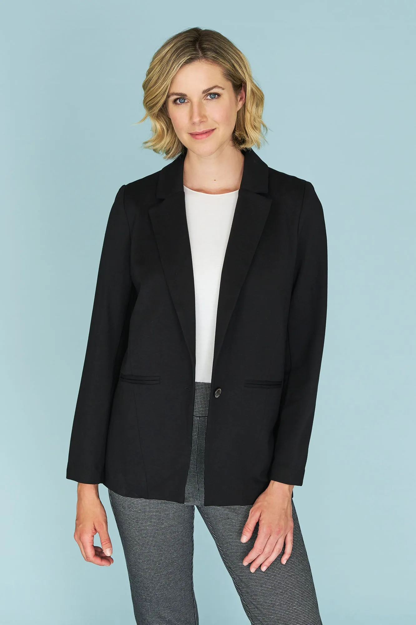 Glow In Dark Accents Seam Detail Ponte Blazer - Black