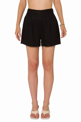 Fedra Pleated Pull On Shorts In Black budget-friendly