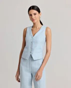 Tania Wool Blend Check Waistcoat Eco Friendly Dyed Fabric Stylish Basics