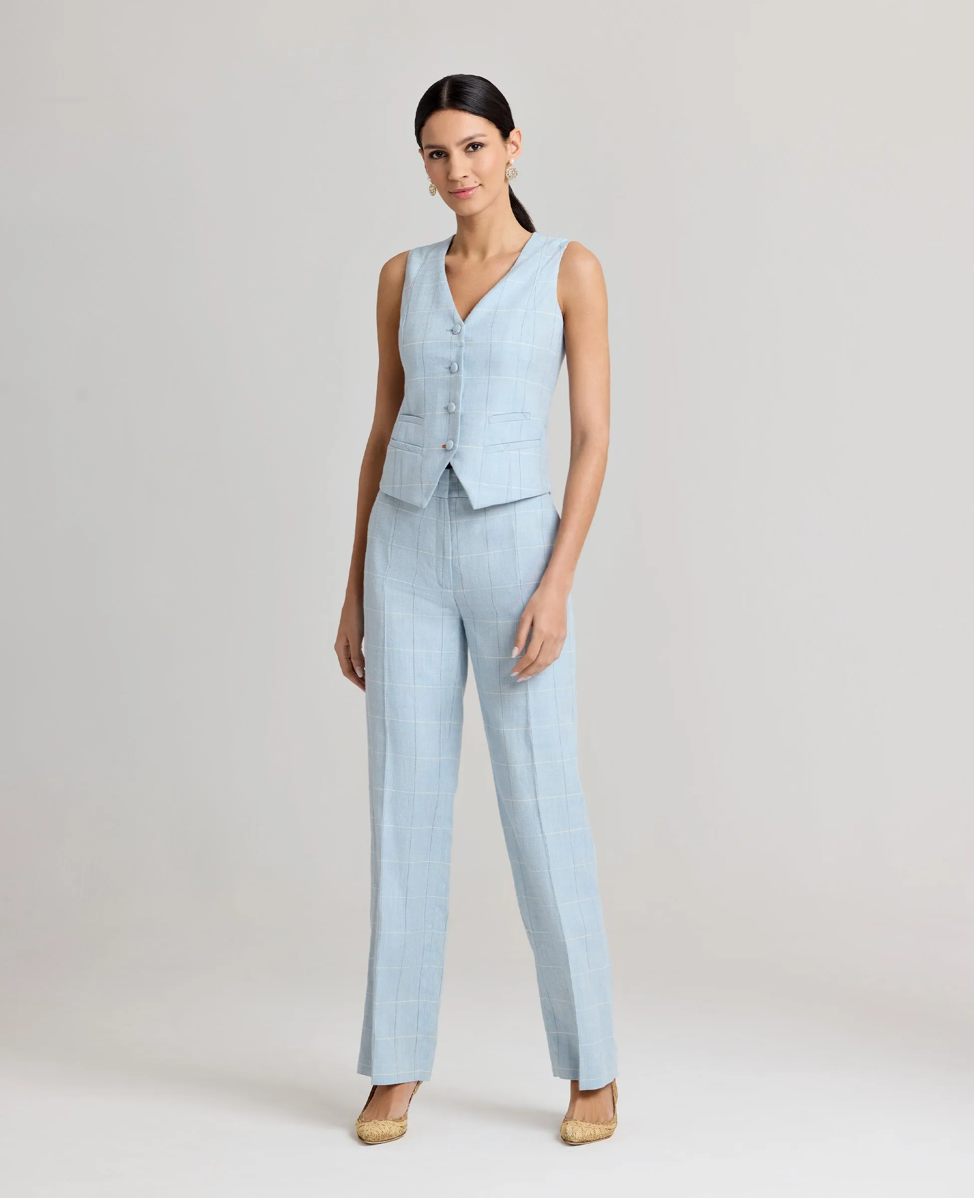 Tania Wool Blend Check Waistcoat Water Resistant Spring Layer