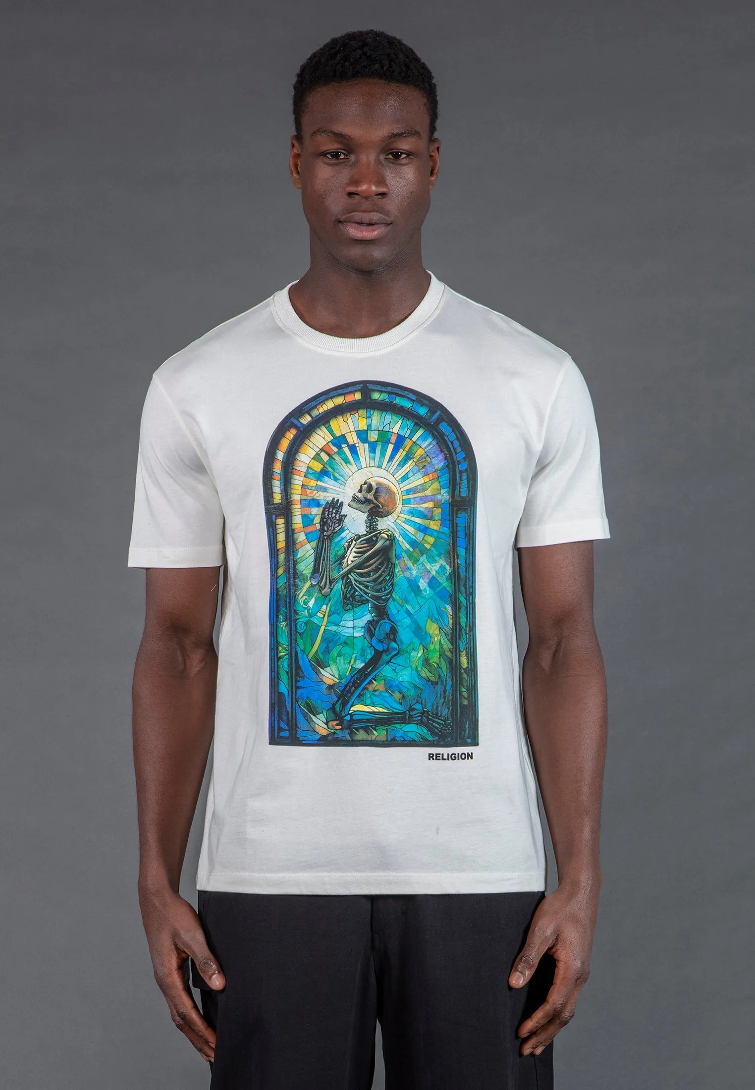 PRAYING PSYCHEDELIC T-SHIRT WHITE Casual Comfort Wear