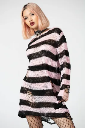 Tubular Knit Method MicrofiberBlend Texture Bad Blossoms Knit Sweater