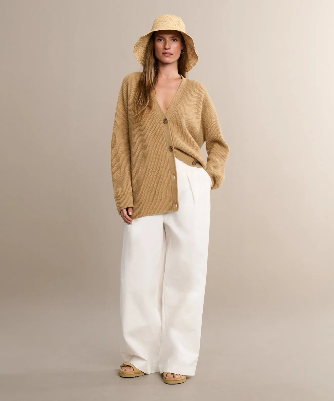 FrictionResistant Sleeves Subtle Fit Cashmere Cocoon Cardigan