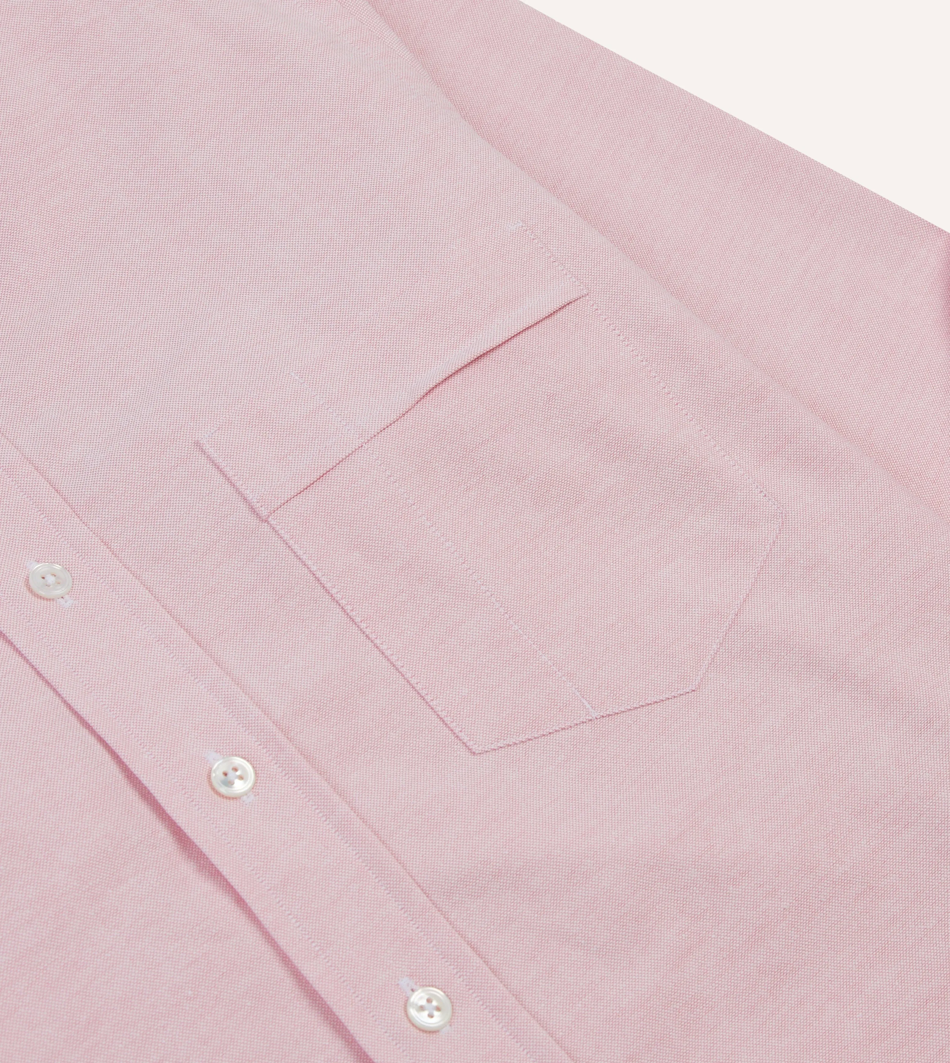 Comfortable Fabric Bright Pink Cotton Oxford Cloth Button-Down Shirt