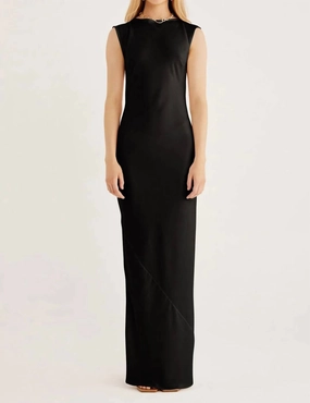 elastic waistband Kimberly Sheath Maxi Dress In Black