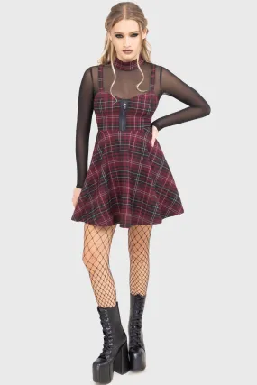 Tartan Riot Dress [BURGUNDY] Beachwear Breezy Fit