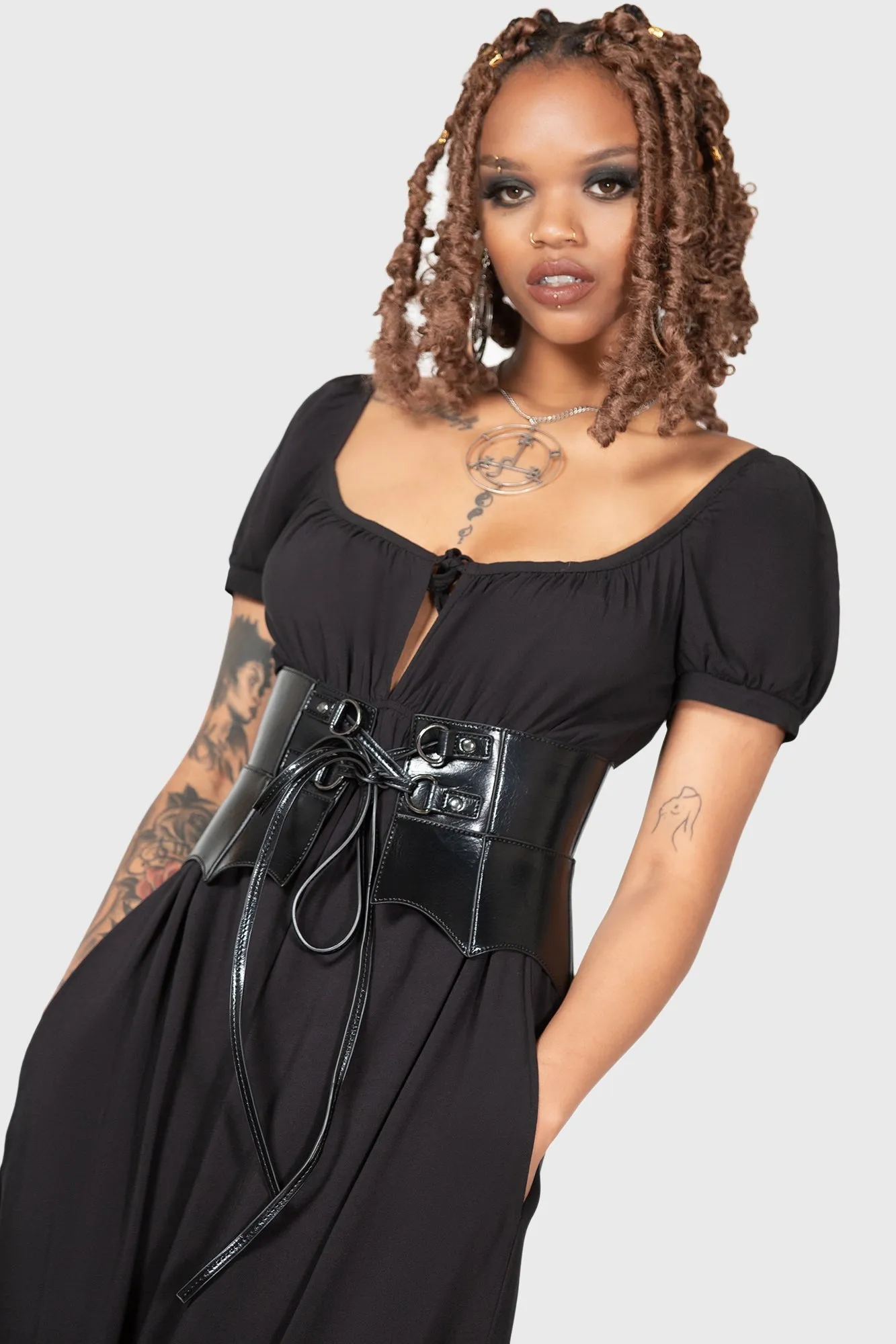 Quick Release Fasteners Reinforced Neckline Detail Wetland Bat Peplum Corset