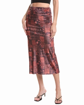 WeWoreWhat Velvet Midi Skirt Flowy Drape