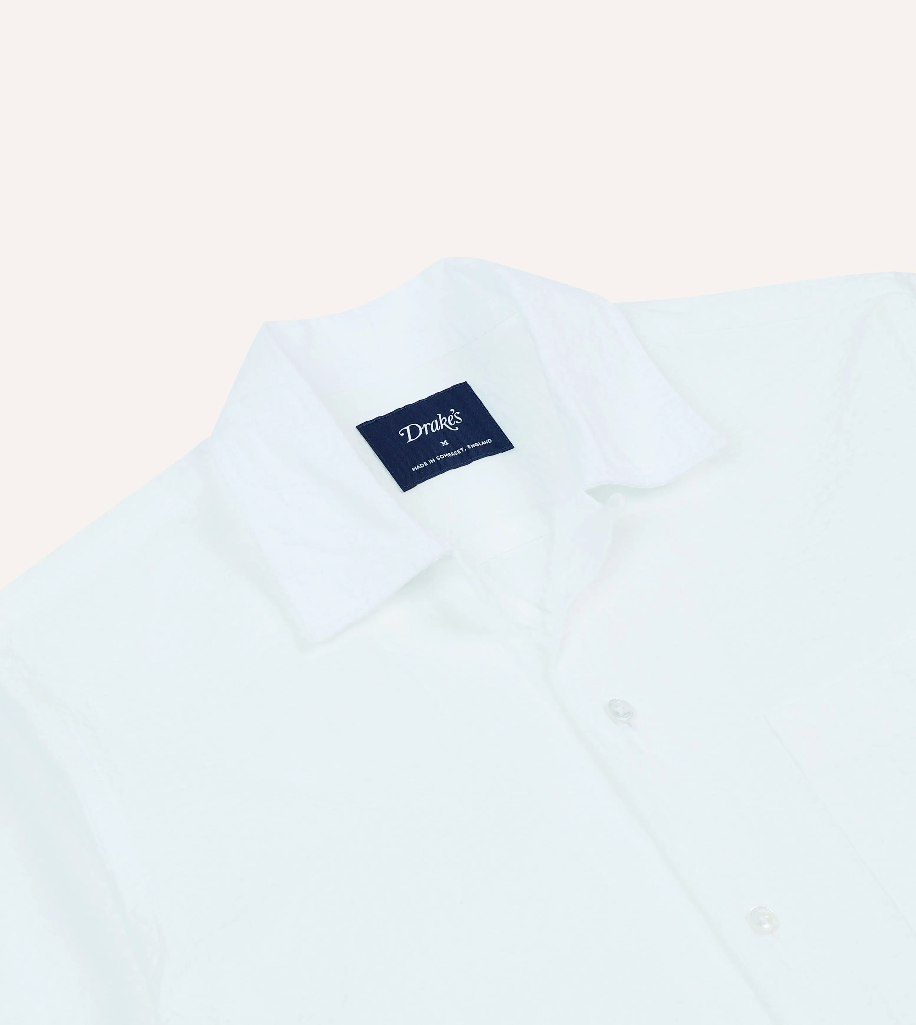Ombre look Casual Hangout White Cotton-Linen Seersucker Camp Collar Short Sleeve Shirt