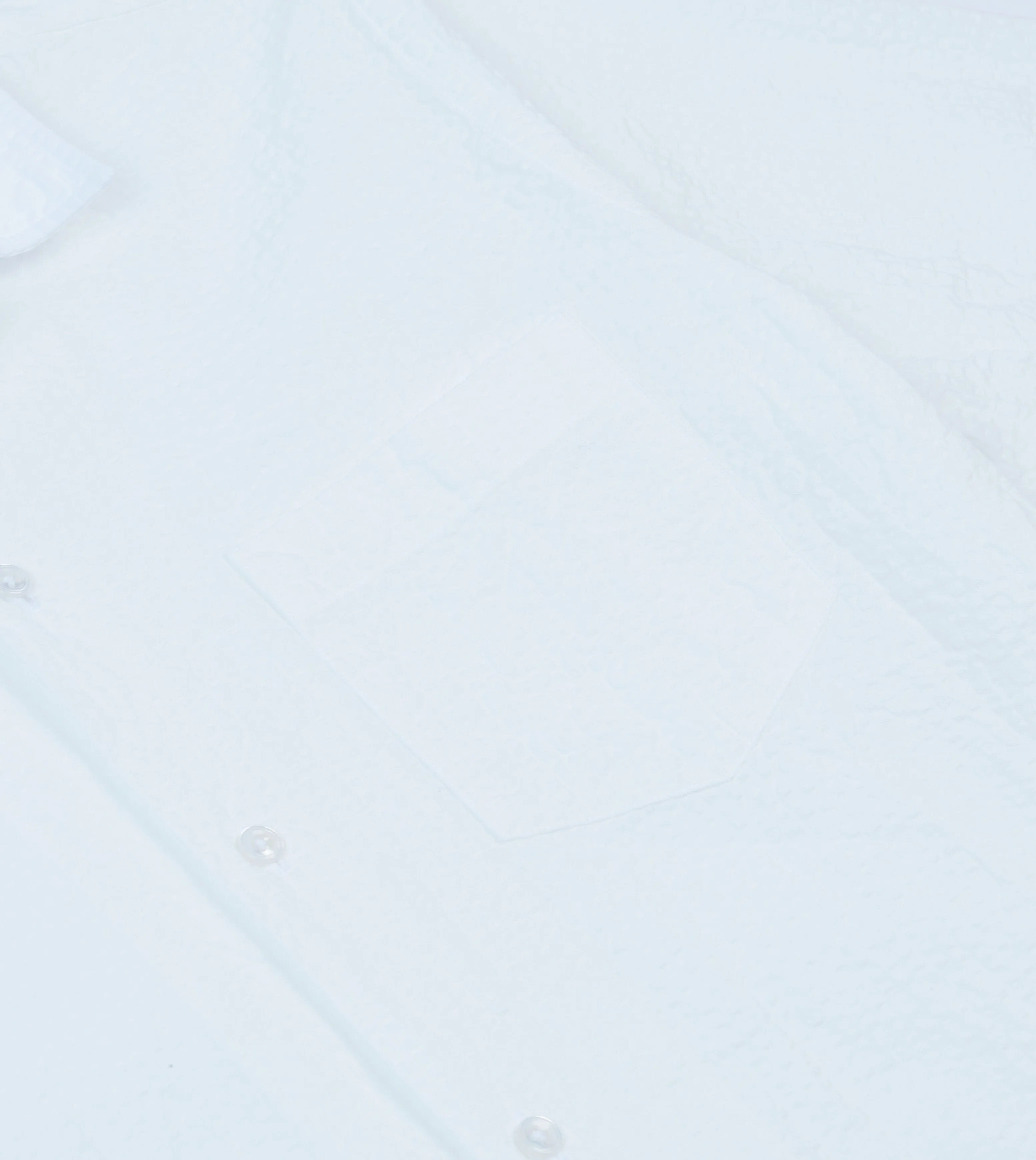 White Cotton-Linen Seersucker Camp Collar Short Sleeve Shirt Soft Touch Fabric