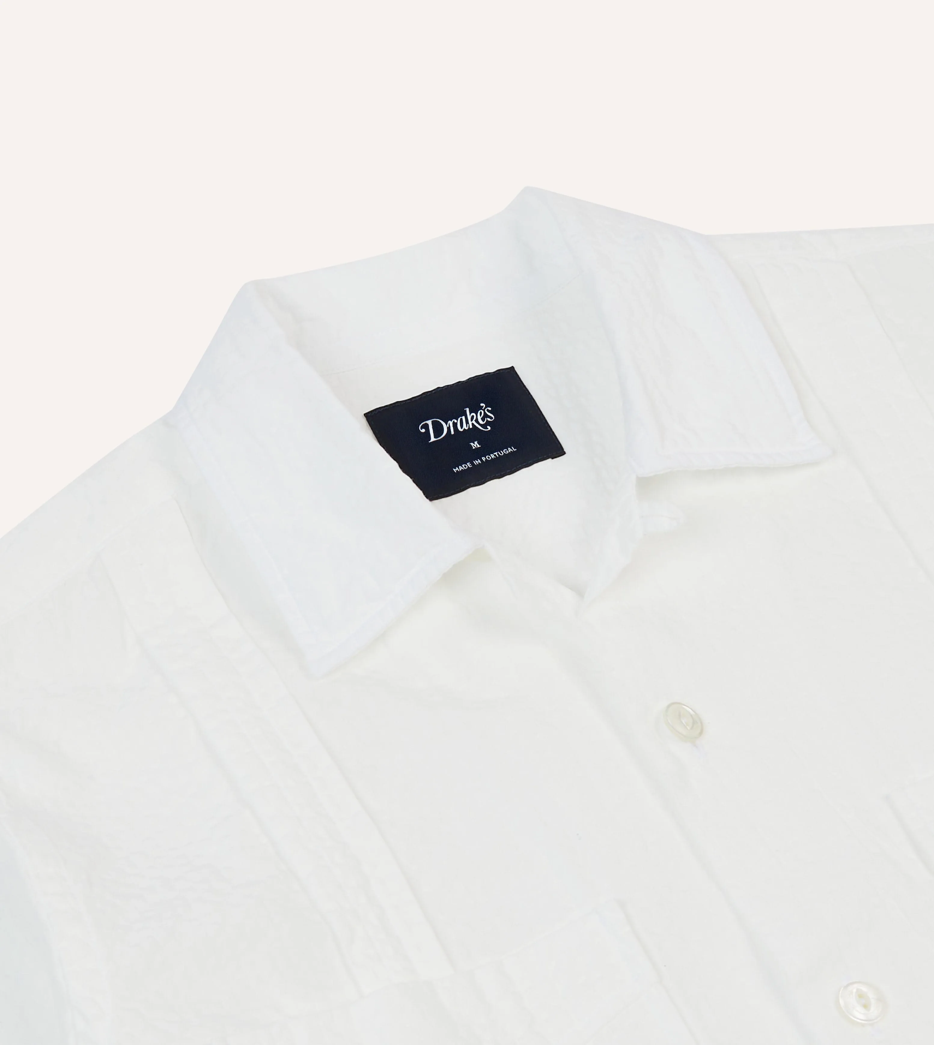 White Cotton-Linen Short Sleeve Cuban Shirt Odor control Sheer Panel