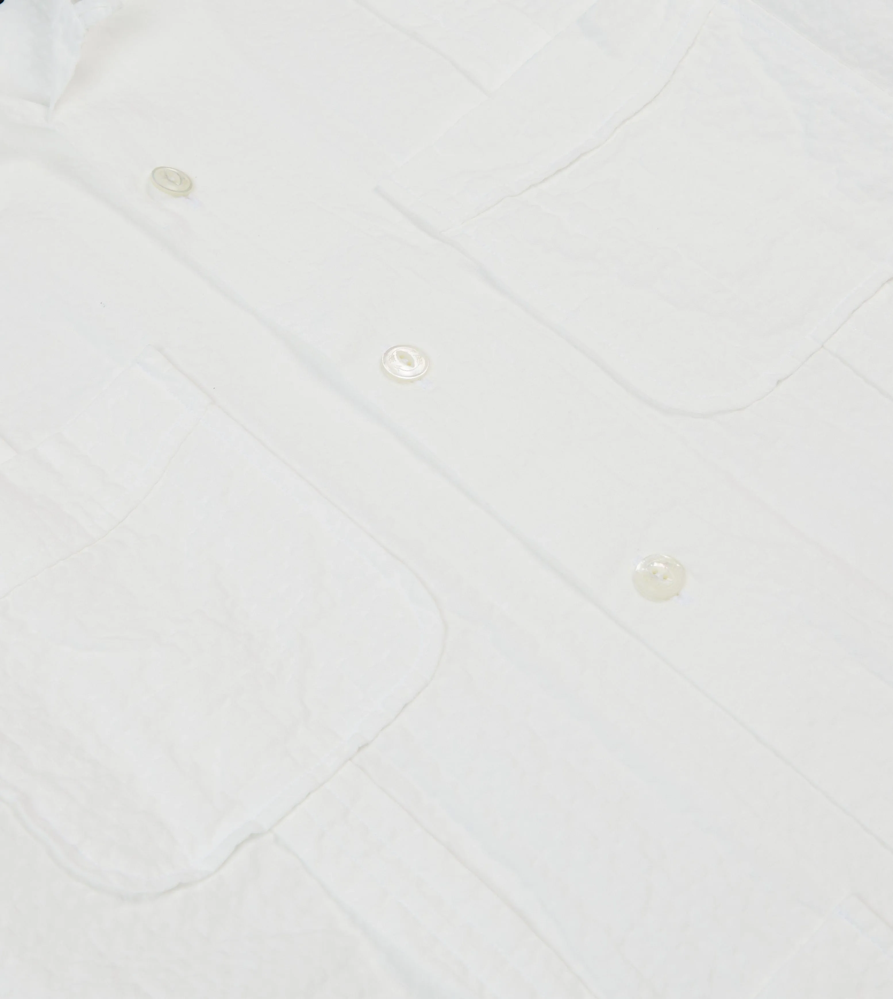 Cooling Mesh Lining White Cotton-Linen Short Sleeve Cuban Shirt