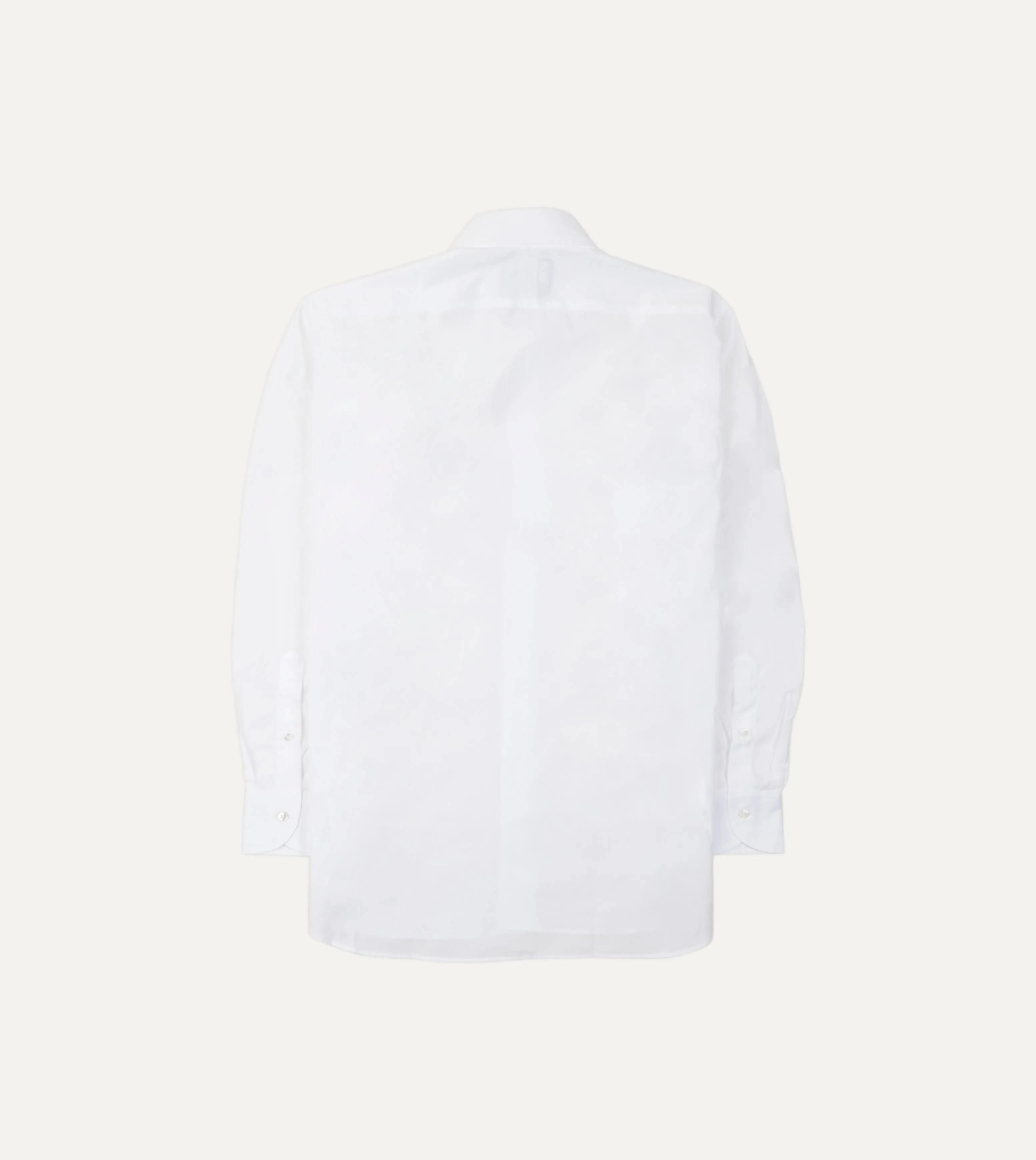 Split hem White Cotton Poplin Long Point Collar Shirt
