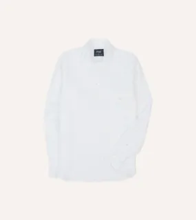 hypoallergenic White Linen Long Point Collar Popover Shirt