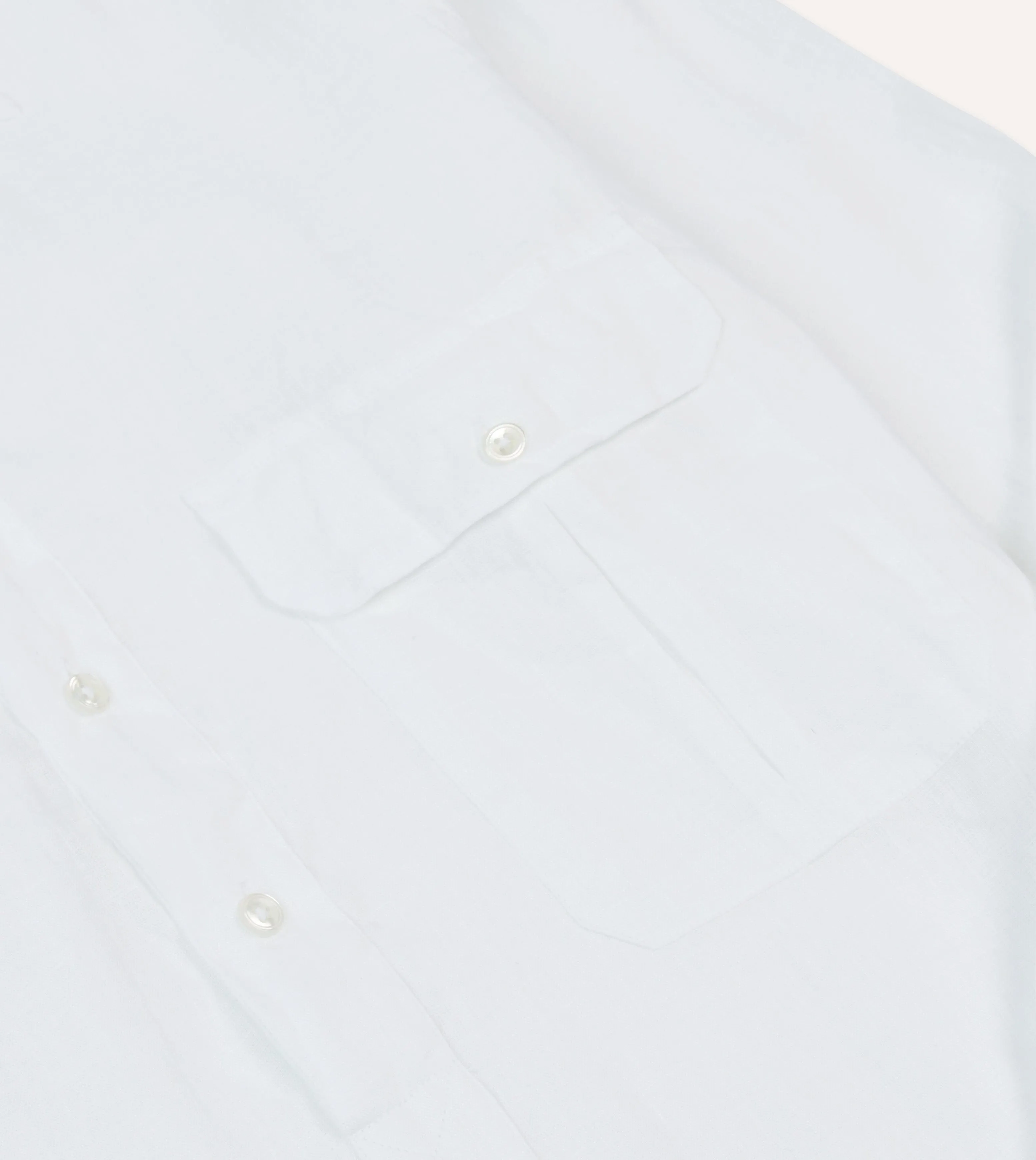 Recycled Polyester Blend White Linen Long Point Collar Popover Shirt