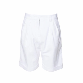 Quick Access Pockets Easy Care Fabric White Cotton-Linen Gabardine Bermuda Shorts