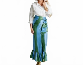 Tear Resistant Whitney Wrap Skirt In Green/blue
