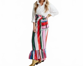 Teen Fashion Whitney Wrap Skirt In Multi Stripe