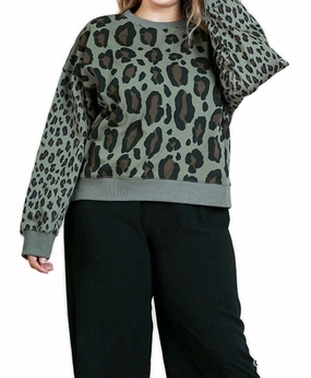 Odor Resistant Knitwear Wild Leopard Sweater In Olive Mix