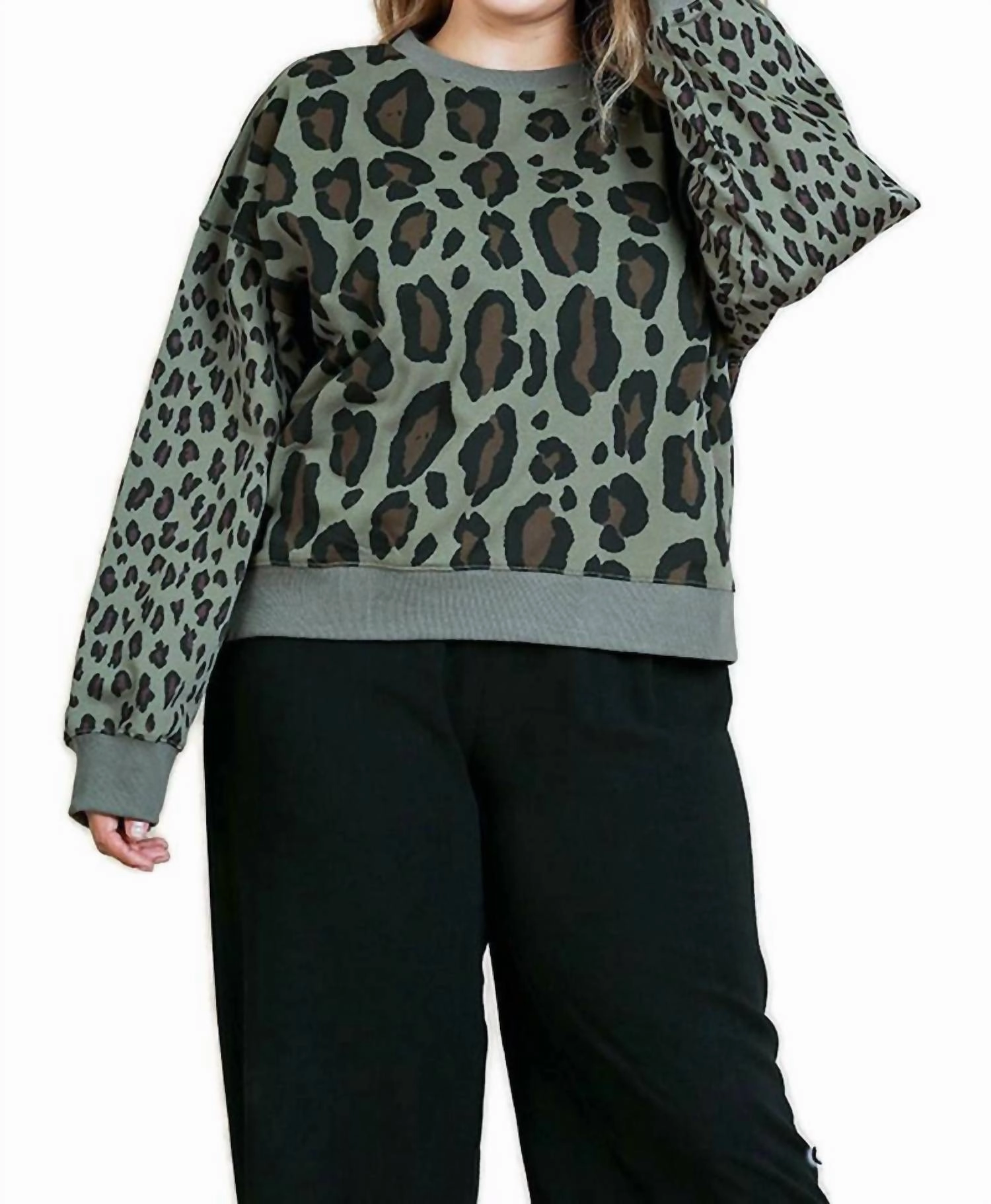 Wild Leopard Sweater In Olive Mix Layering Style All Season Knitwear