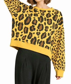 Winter Ready Comfort Piece Wild Leopard Sweater In Yellow Mix
