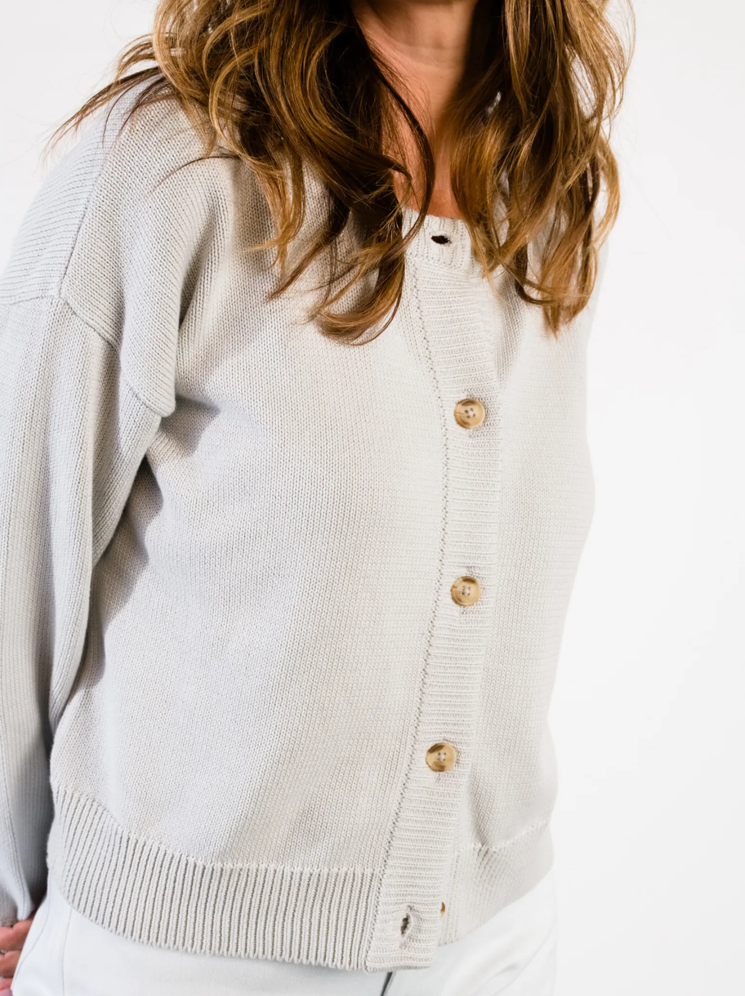 Breezy Day Textured Surface Willow Classic Cardigan - Chalk