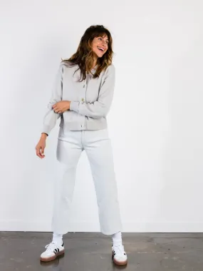 Organic Cotton Blend Office Trend Willow Classic Cardigan - Chalk