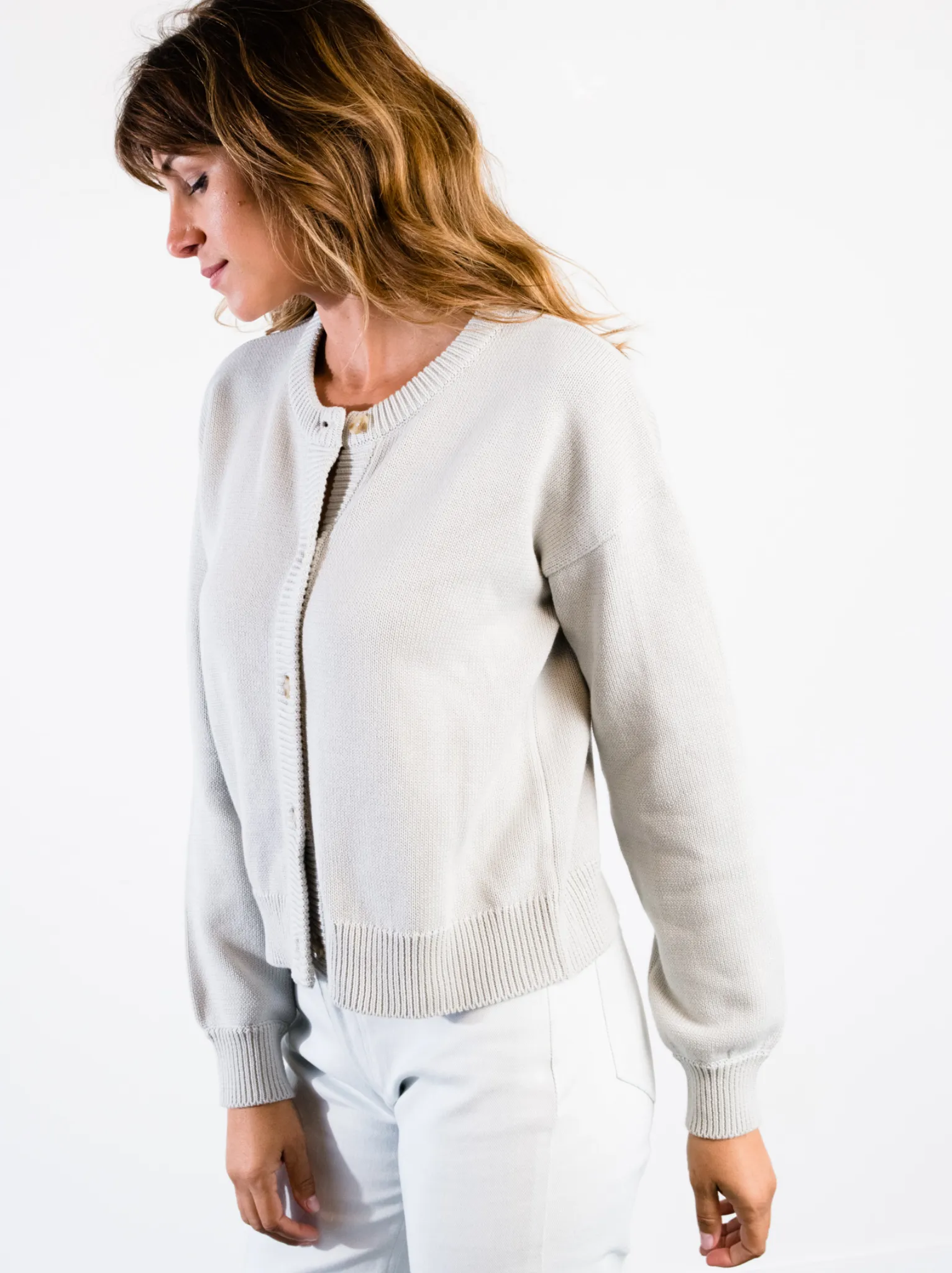 Go-To Fit Ribbed Knit Willow Classic Cardigan - Chalk