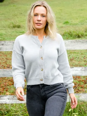 Willow Classic Cardigan - Heather Grey elastic waistband
