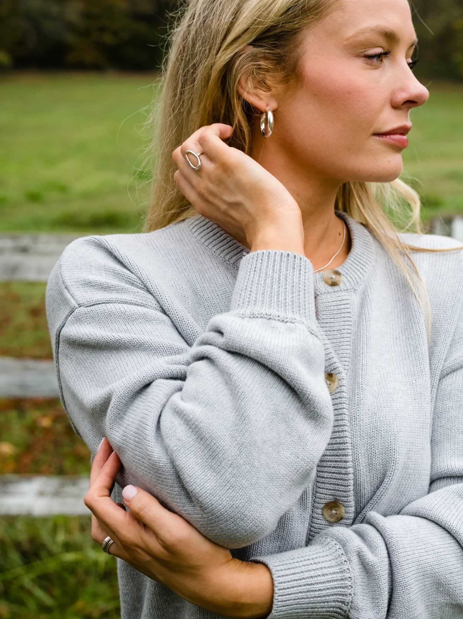 Willow Classic Cardigan - Heather Grey Moisture Management System
