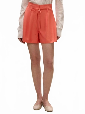 Elastic Waistband Design mix and match Lena Shine Shorts In Coral