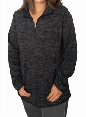 Layered Warmth Breathable mesh panel Zipper Pullover In Grey