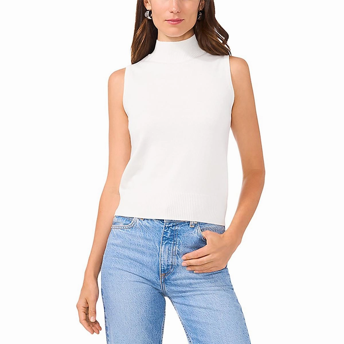 Fade Resistant Finish Womens Ribbed Trim  Knit Mock Turtleneck Sweater