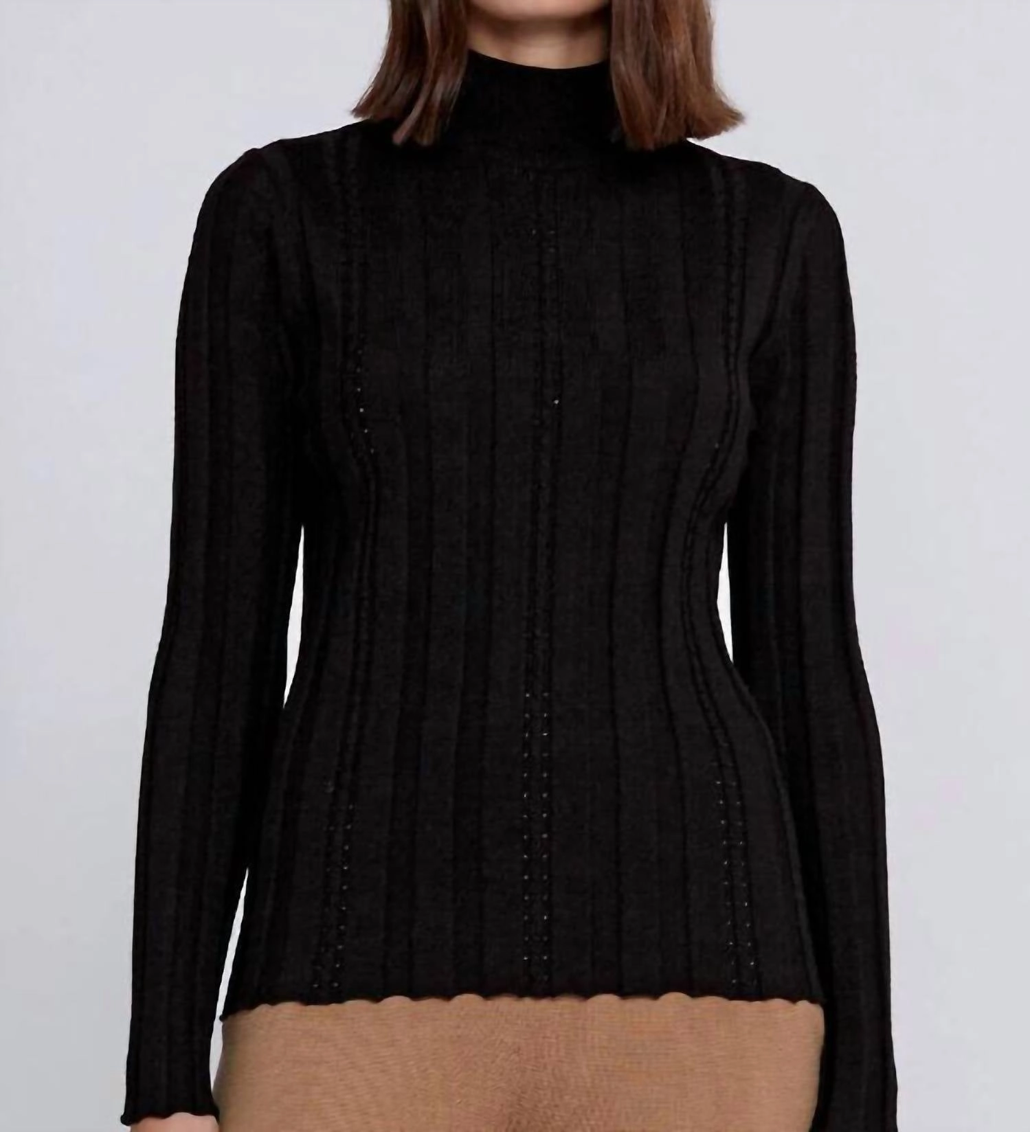 Cozy Must-Have Layered Warmth Opal Mock Neck Sweater In Black