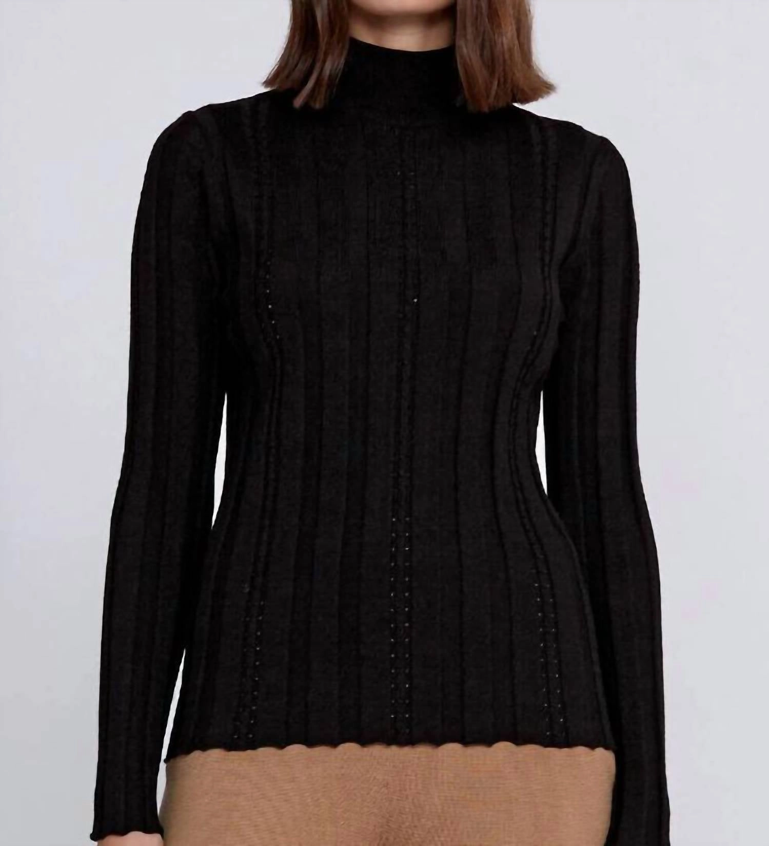Trendy Wear Opal Mock Neck Sweater In Black