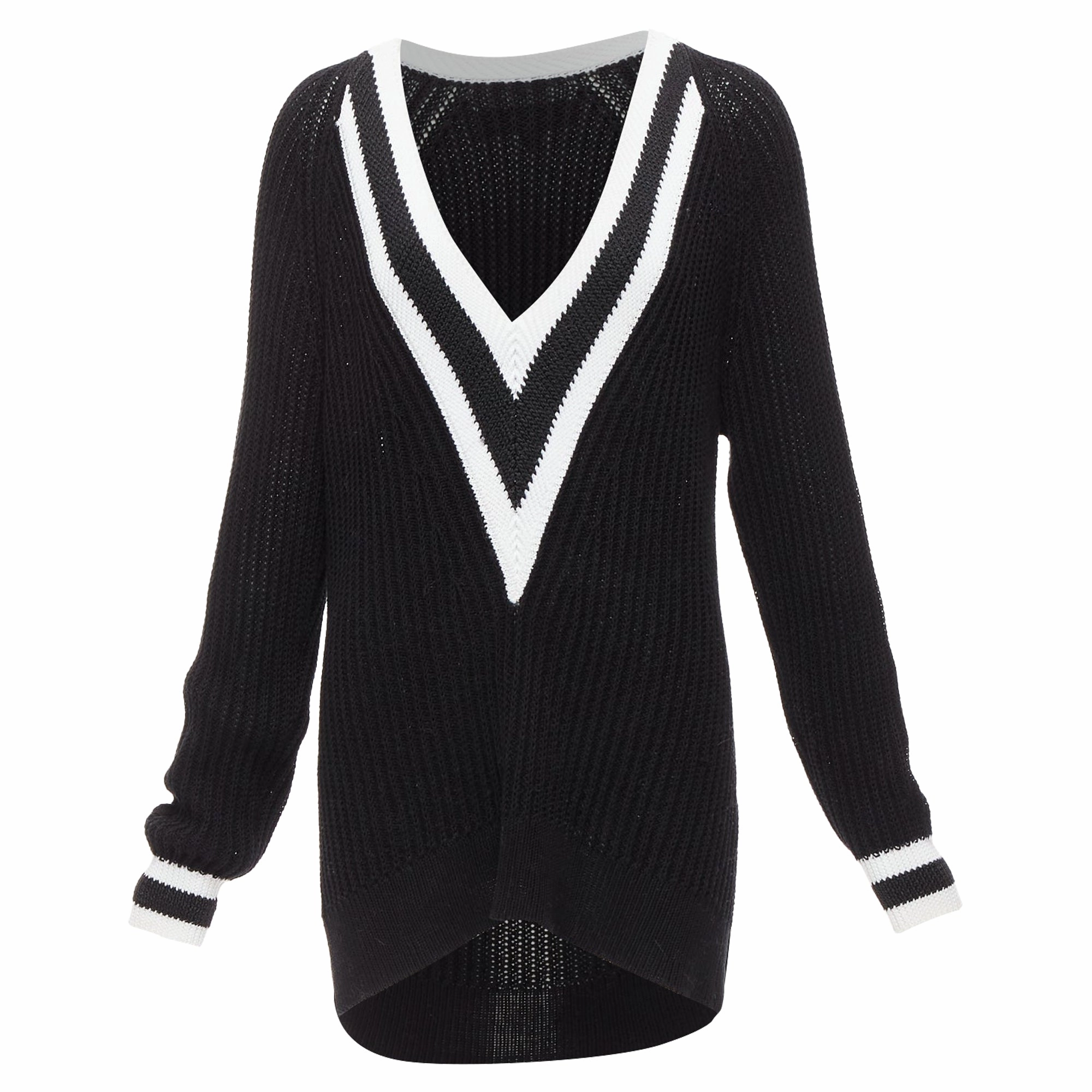 Rag & Bone Cotton Deep V Raglan Sleeve Varsity Sweater Lightweight Comfort