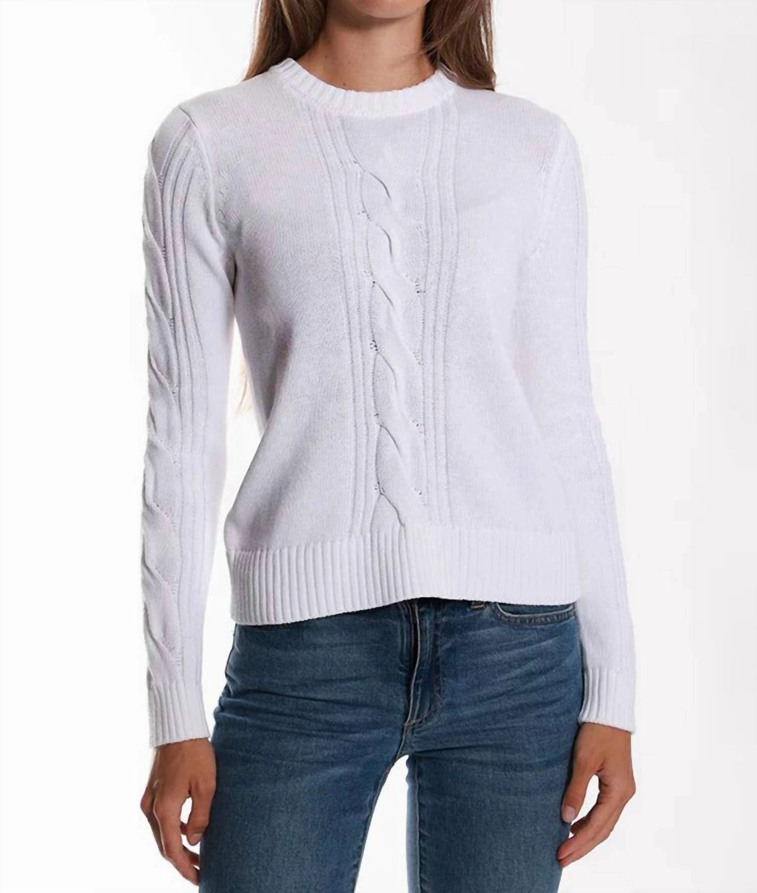 Cotton Cable Cashmere Sweater In White Winter Style Chilly Layer