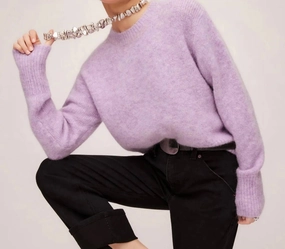 Arely Crewneck Sweater In Lilac Side Slit Design