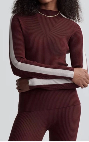 Wilshire Mock Neck Knit In Red Chocolate Fashion Essential Cozy Wearable