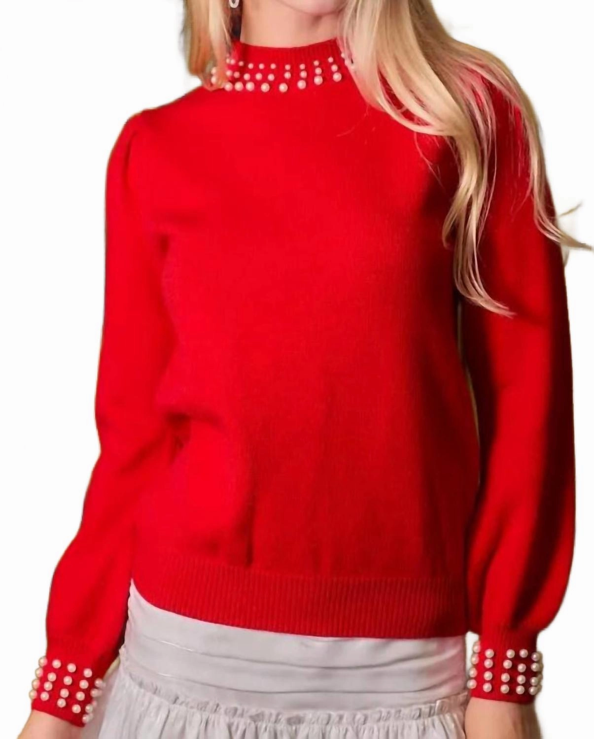 Relaxed Layers Effortless Layering Winter Rose Pearl Sweater In Red