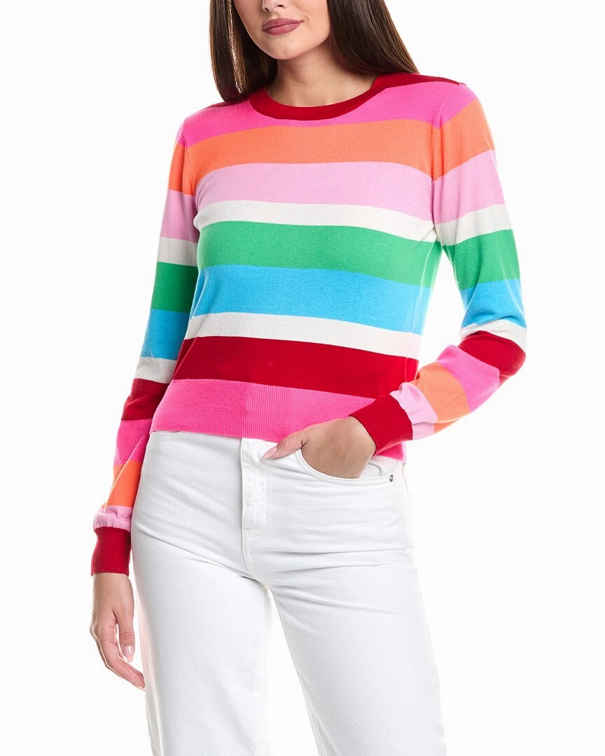 Knitted Layer Essential Knit Style WISPR Multi Stripe Silk-Blend Sweater