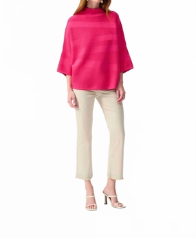 Cozy Knit Look Women's 3/4 Sleeve Mock Neck Sweater In Geranium
