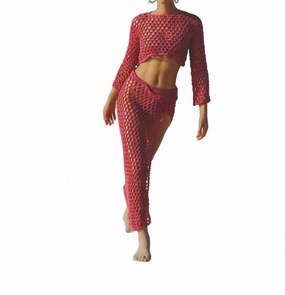 Women's Alessia Long Crochet Skirt In Fuchsia Weekend Vibes Draped Design